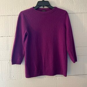 Talbots Pure Cashmere Purple Audrey Sweater 3/4 Sleeve Pullover Soft Medium